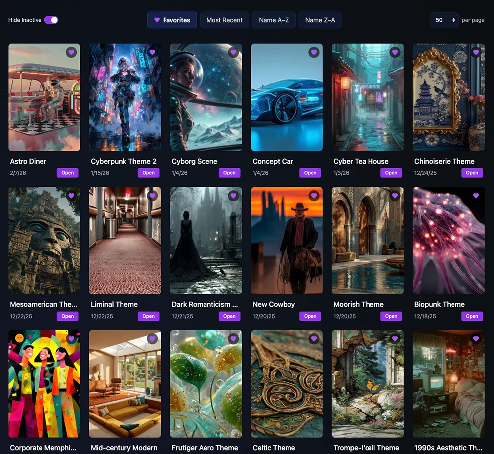 My Gallery with Active/Inactive toggle